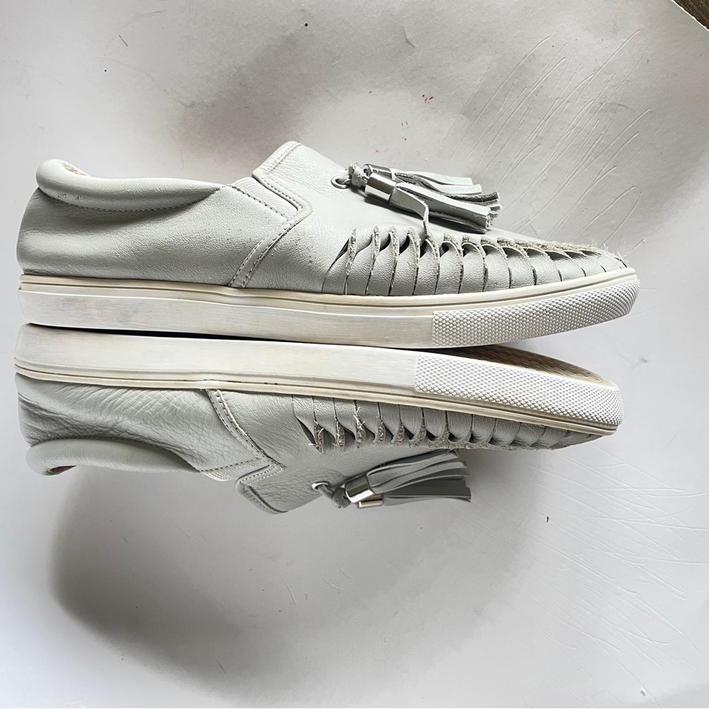 J Slides Moccasin Cheyenne Tassel Gray Leather Slip-on Sneakers Shoes Flats 7.5 - Picture 9 of 12